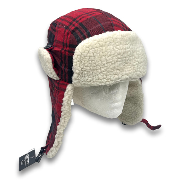 Red Lumberjack Aviator Soft Faux Fur Ear Flap Hat Winter Ski Trooper Trapper Hat - Picture 5 of 8